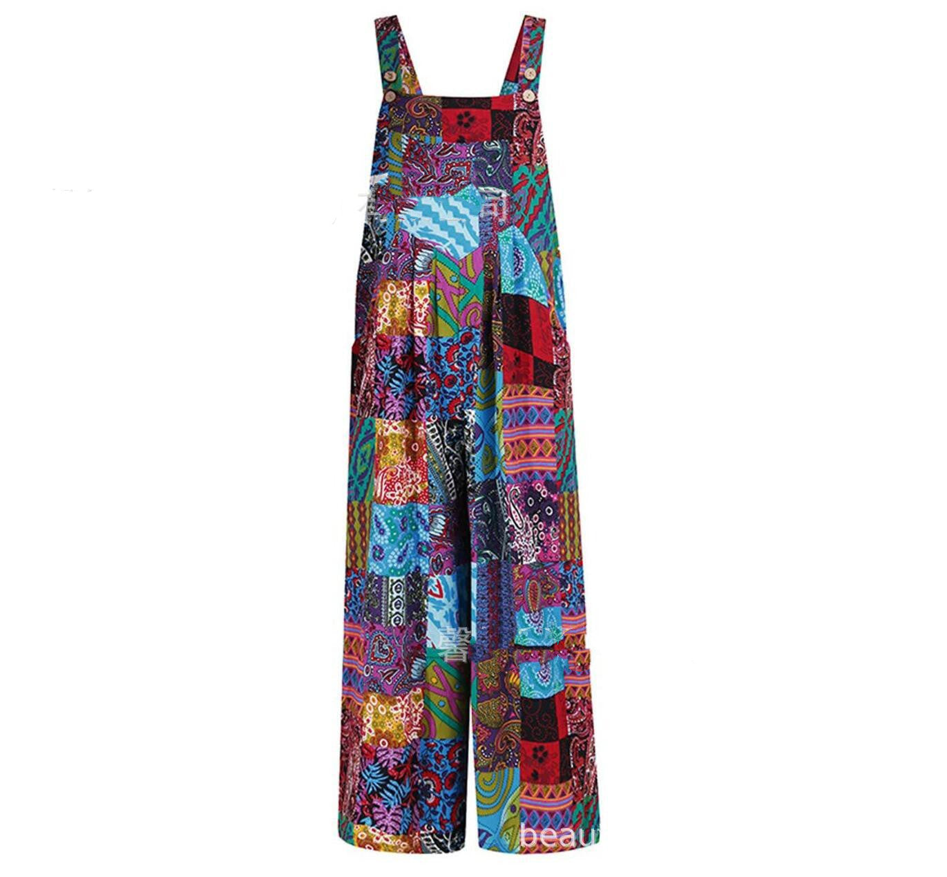 Floral Patchwork Greta  Suspender Jumpsuit