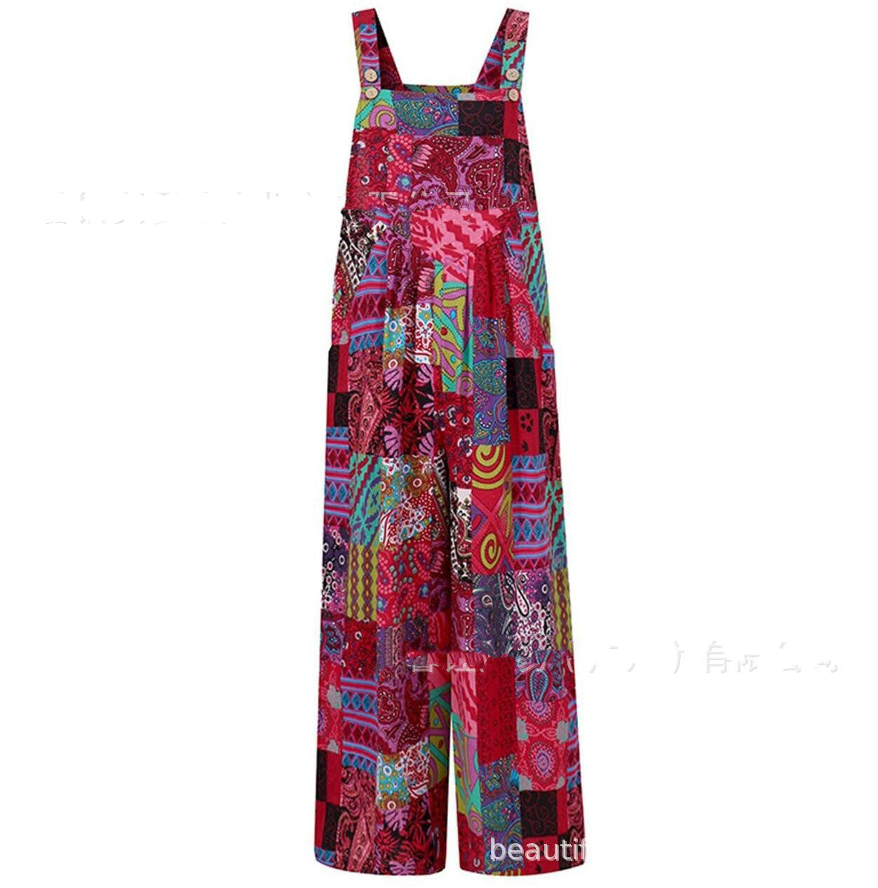 Floral Patchwork Greta  Suspender Jumpsuit