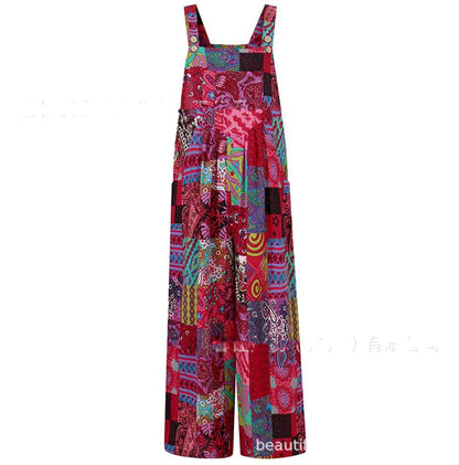 Floral Patchwork Greta  Suspender Jumpsuit