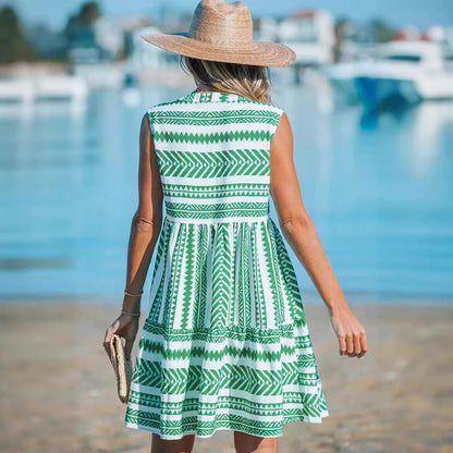 Vibrant Print Greta  V-Neck Midi Dress