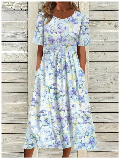Floral Print Greta  Summer V-Neck Dress