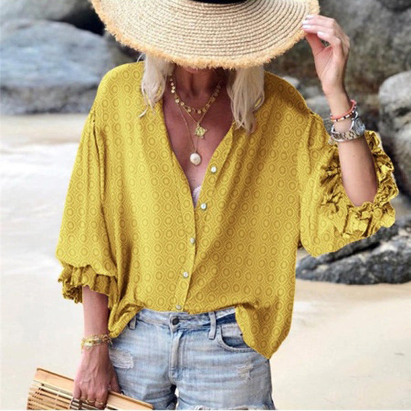 Pinterest-Inspired Greta  Printed Long Sleeve Shirt