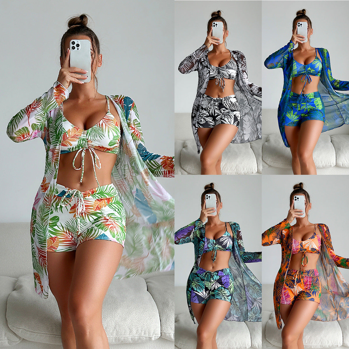 Vibrant Print Greta  Three-Piece Bikini Set