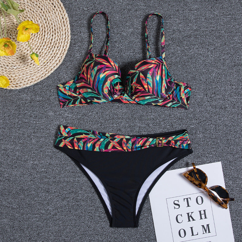 Floral Gathered Greta  Backless Bikini Set