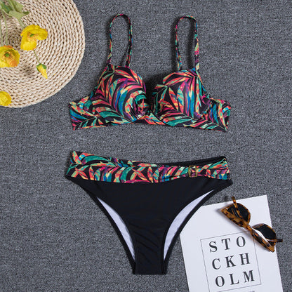 Floral Gathered Greta  Backless Bikini Set