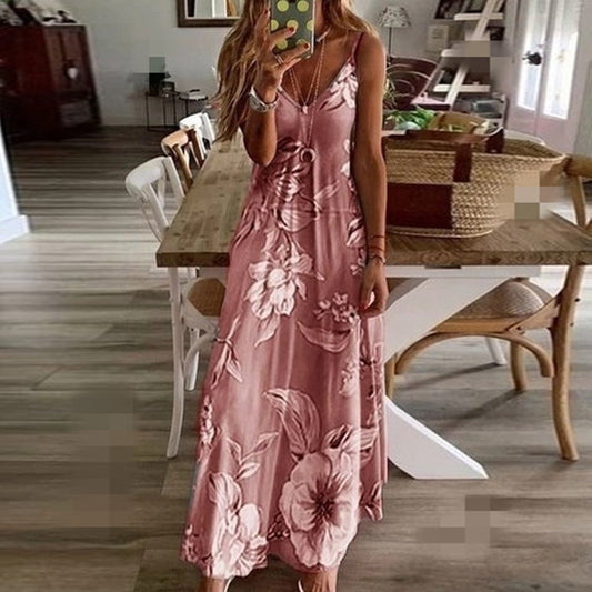 Floral Low-Cut Maxi Dress by Greta 