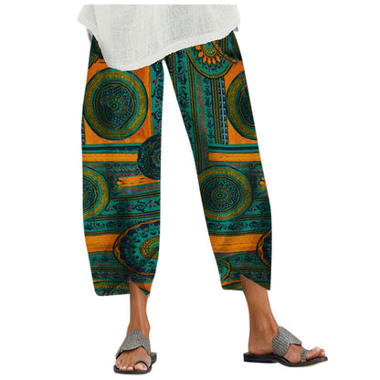 Boho Print Greta  Elastic Casual Pants