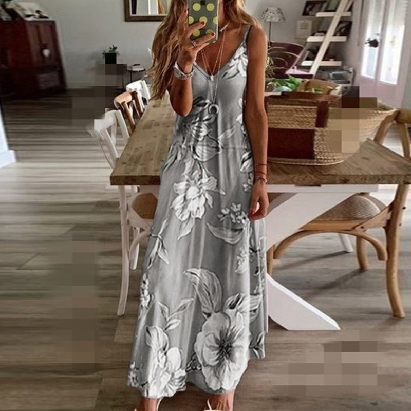 Floral Low-Cut Maxi Dress by Greta 