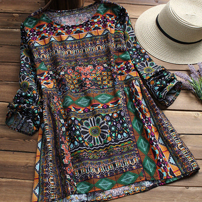 Boho Print Cotton Blouse Greta 