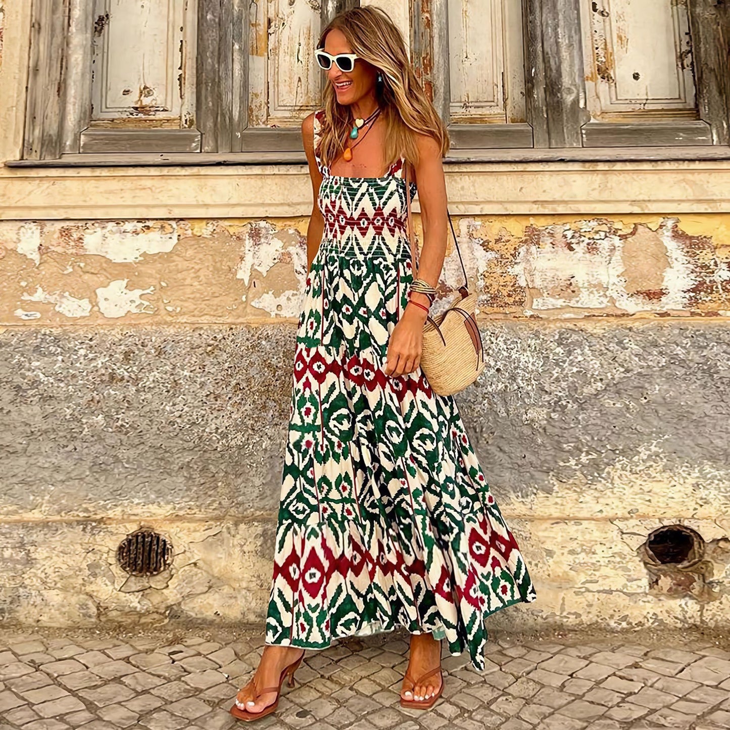Elegant Floral Strap Dress by Greta 