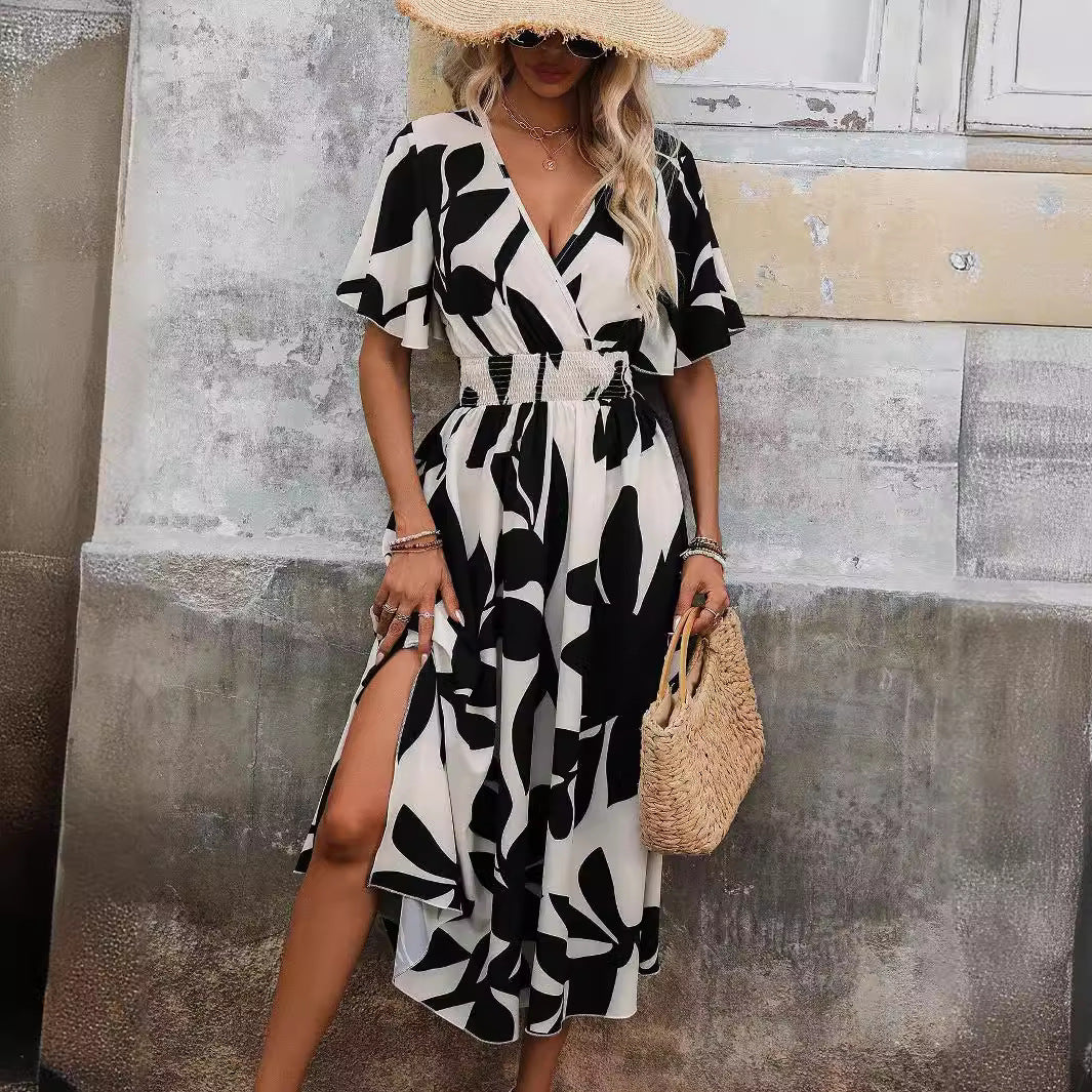 Elegant Crossneck Print Dress Greta 