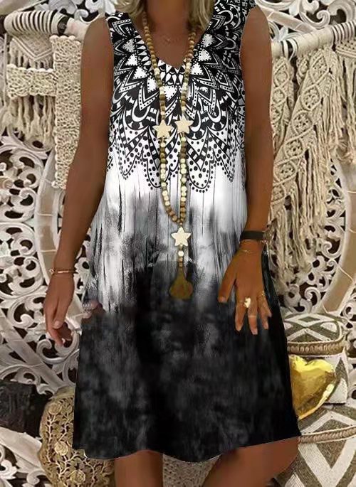 Boho Print Sleeveless Dress by Greta 