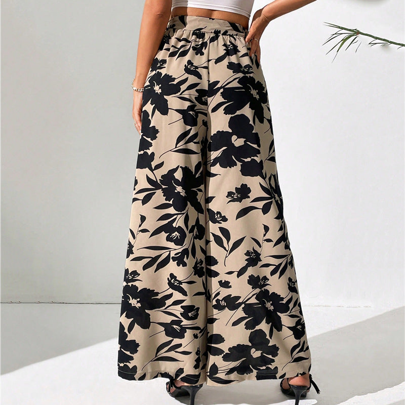 Floral High Waist Wide Leg Pants by Greta 