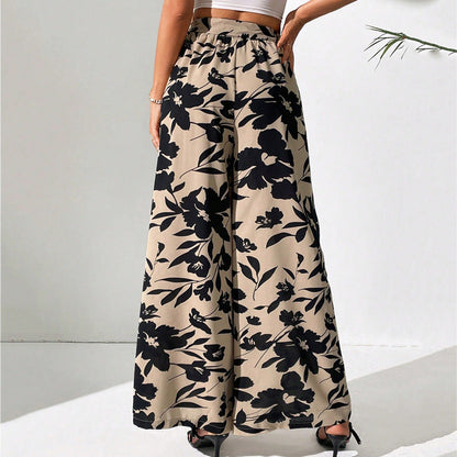 Floral High Waist Wide Leg Pants by Greta 
