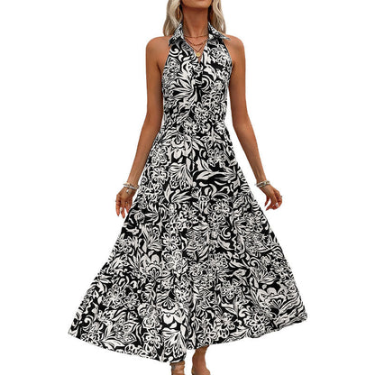Elegant Floral Halter Dress by Greta 