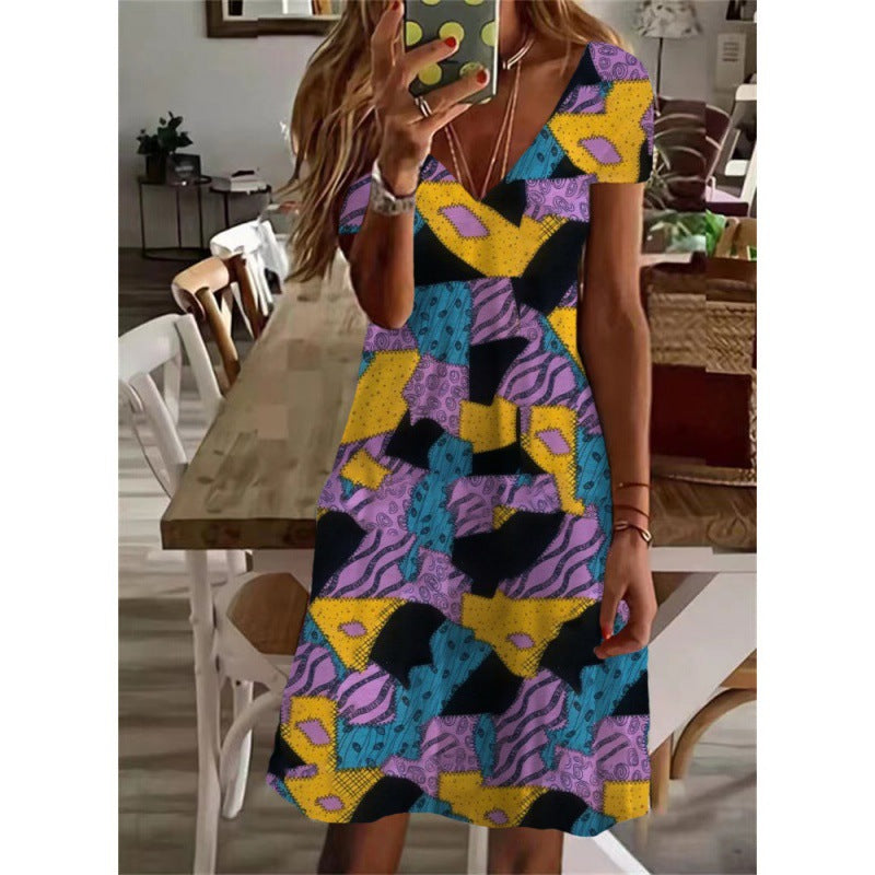 Vibrant V-Neck Summer Dress by Greta 