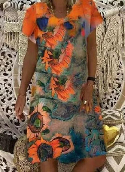 Floral V-Neck Midi Dress by Greta 