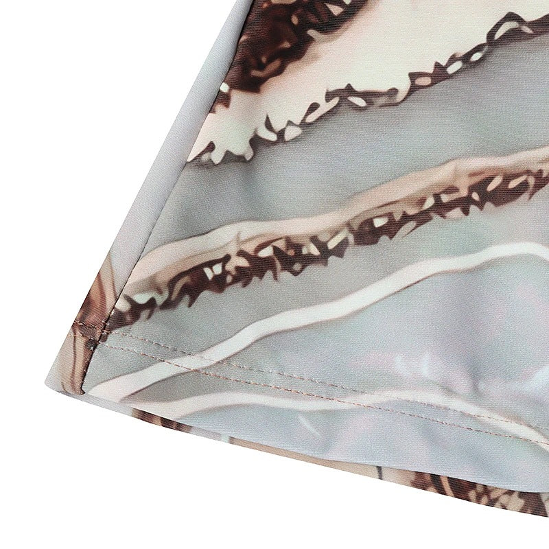 Chic Marble Greta  Split Bikini Swimsuit