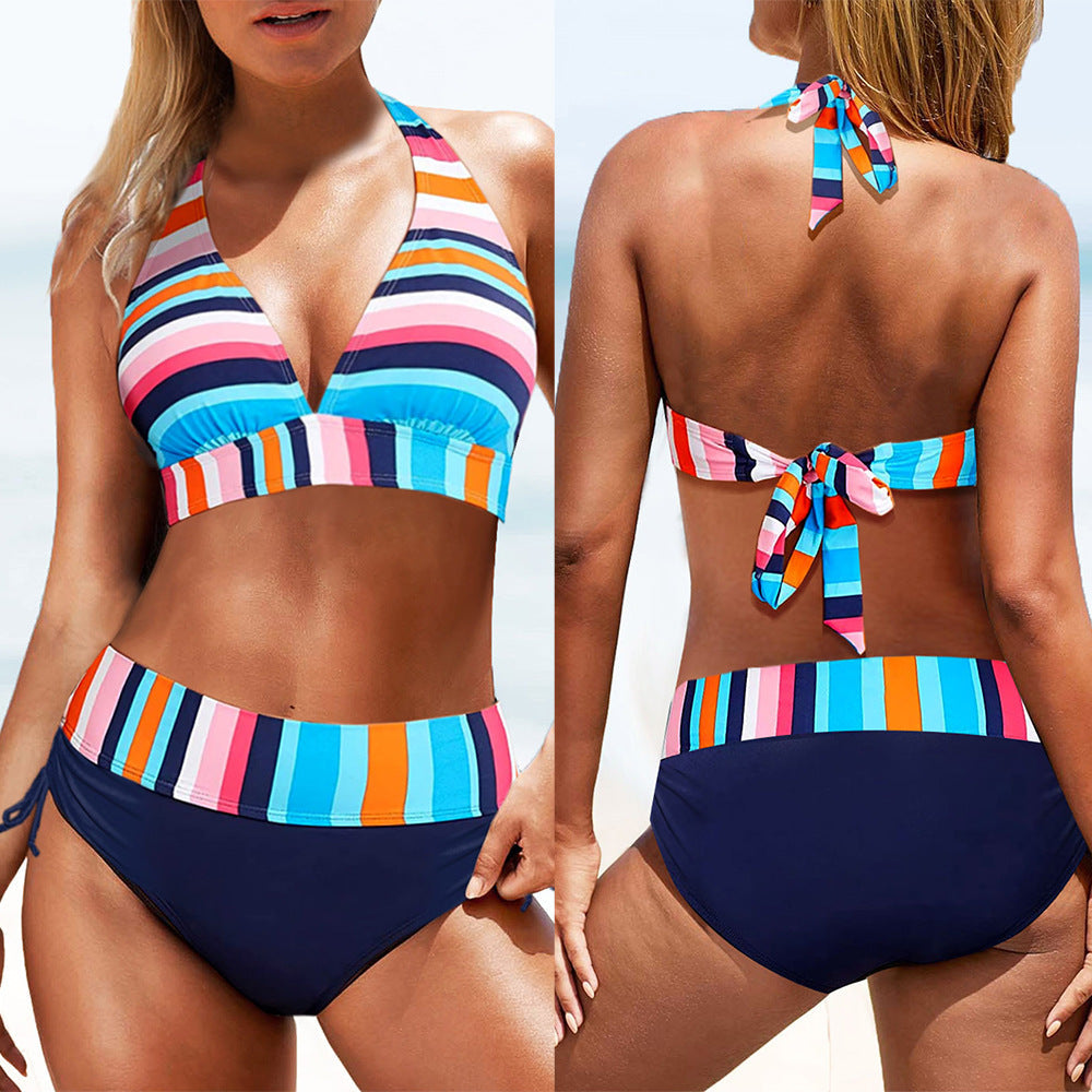Striped High Waist Bikini by Greta 