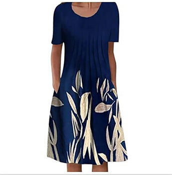 Floral Print Round Neck Dress by Greta 