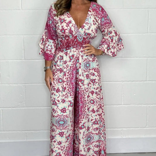 Boho Printed Greta  Plus Size Jumpsuit
