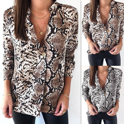 Chic Leopard Print Greta  Button-Up Top