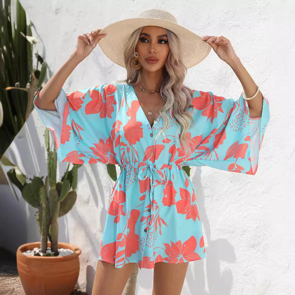 Leaf Print Summer Dress by Greta 