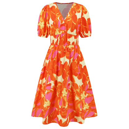 Bohemian Floral V-Neck Dress by Greta 
