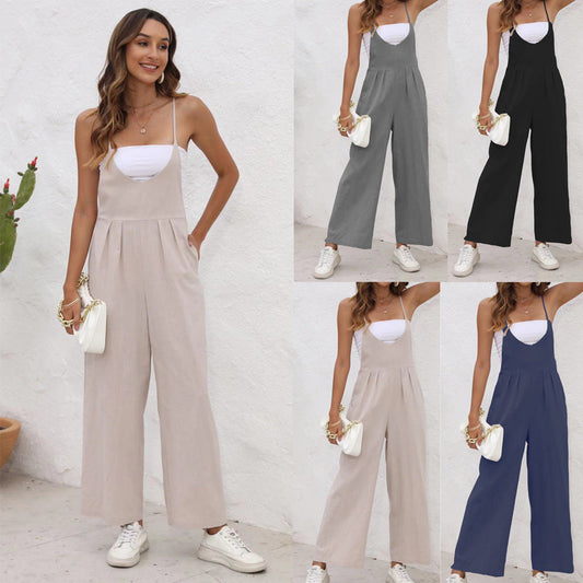 Chic Linen Blend Greta  Casual Jumpsuit