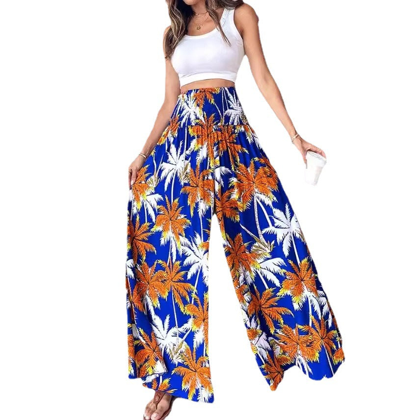 Retro Floral Wide-Leg Pants by Greta 