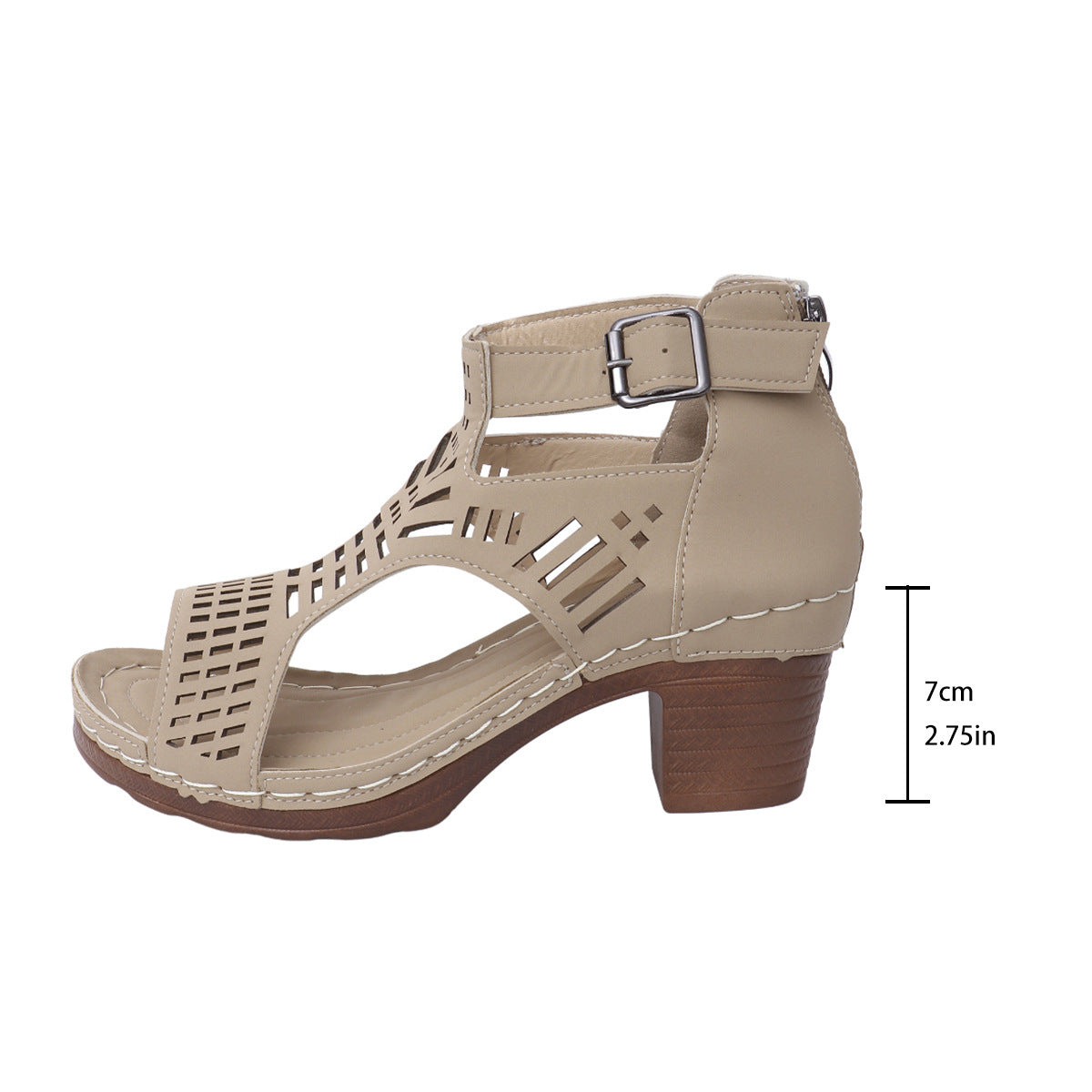 Chic Cutout Greta  Chunky Heel Sandals