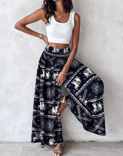 Retro Floral Wide-Leg Pants by Greta 