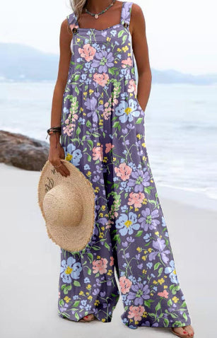 Vibrant Print Greta  Wide Leg Romper