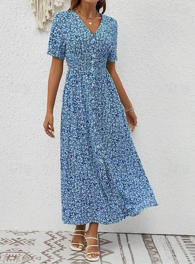 Elegant V-Neck Split Dress by Greta 