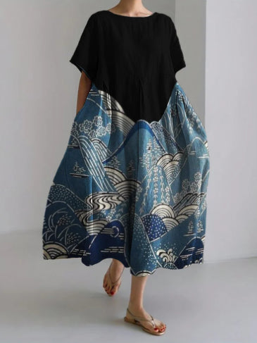 Artful Floral Greta  Summer Midi Dress