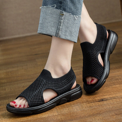 Breathable Knit Flat Sandals by Greta 