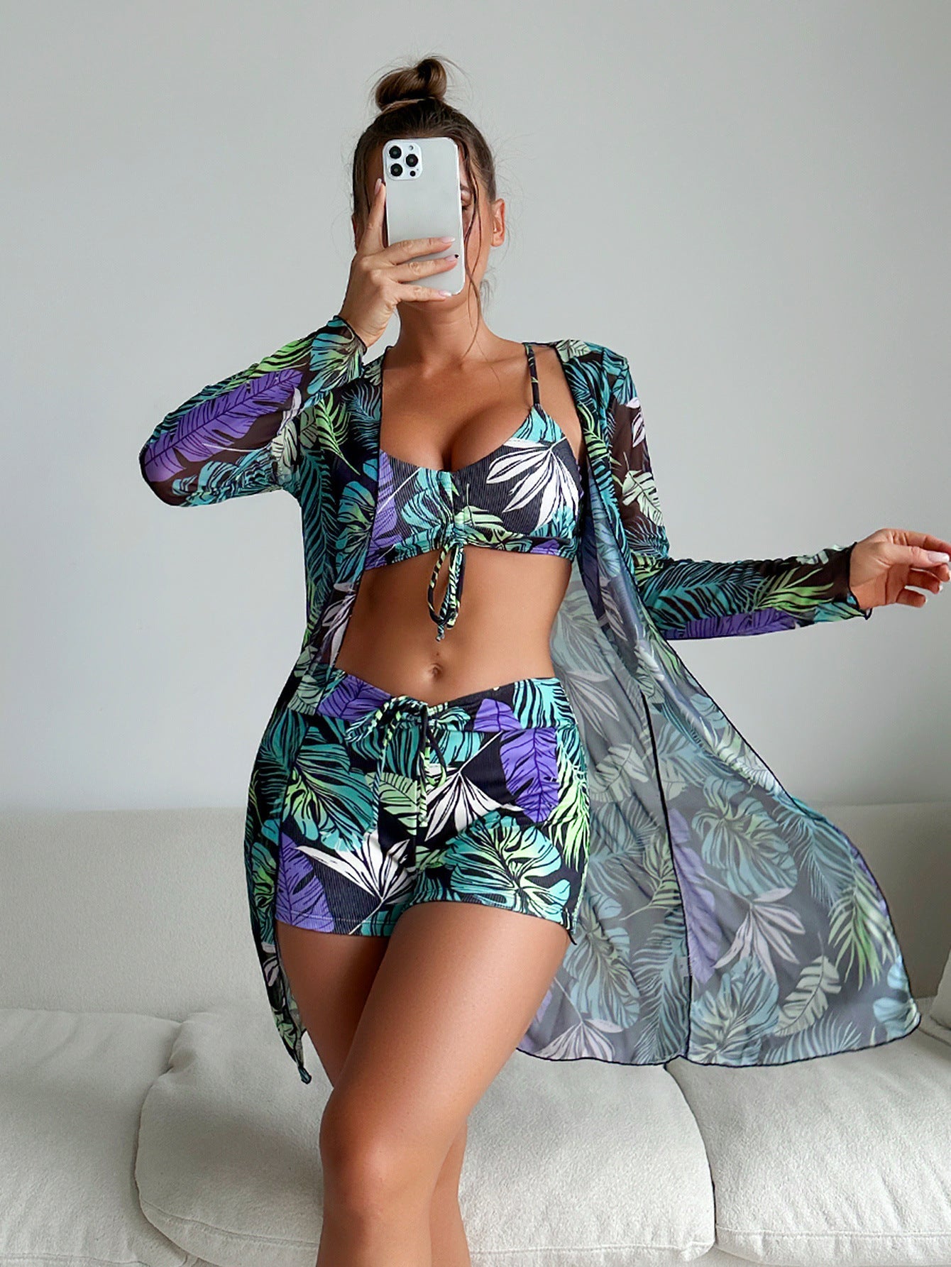 Vibrant Print Greta  Three-Piece Bikini Set