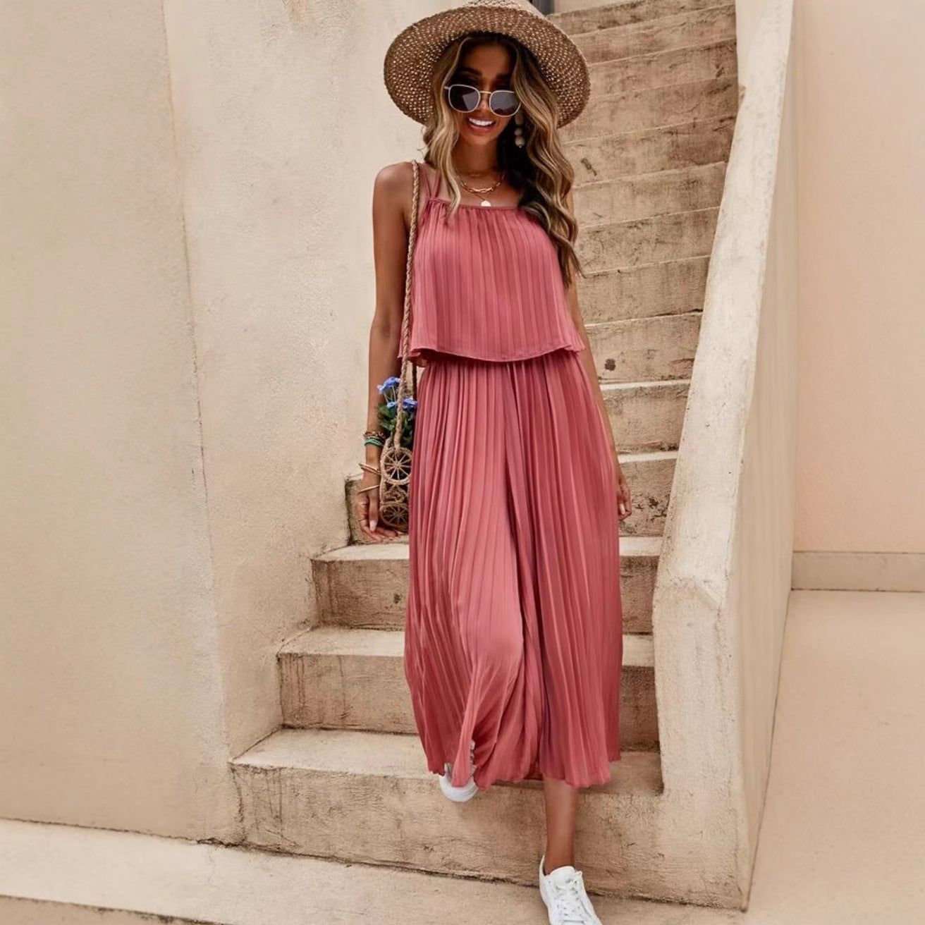 Pleated Loose Jumpsuit by Greta 