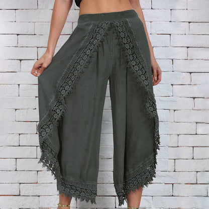 Elegant Wide-Leg Lace Pants by Greta 