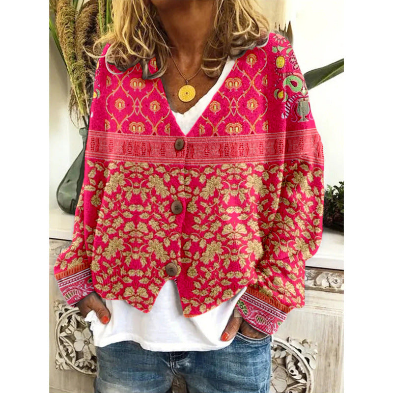 Vibrant Abstract Greta  Casual Cardigan