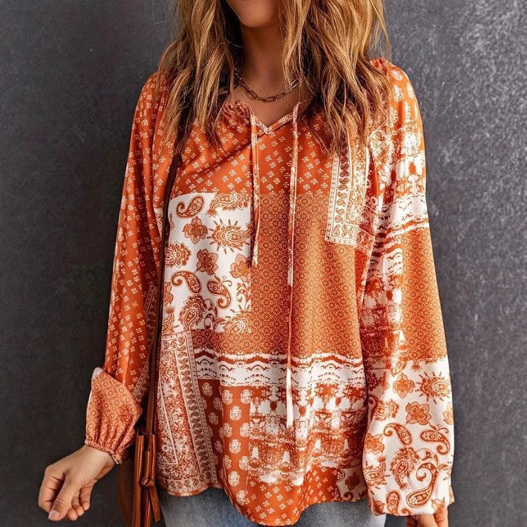 Boho Print Greta  Long Sleeve Blouse