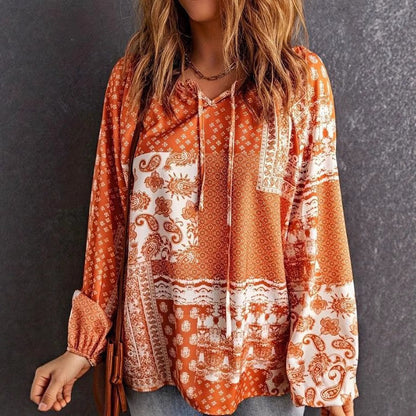 Boho Print Greta  Long Sleeve Blouse