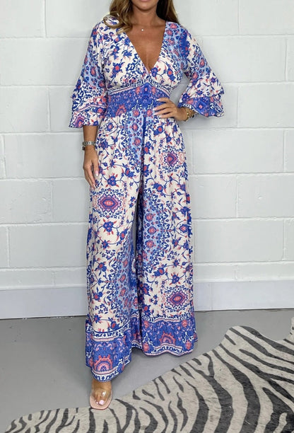 Boho Printed Greta  Plus Size Jumpsuit