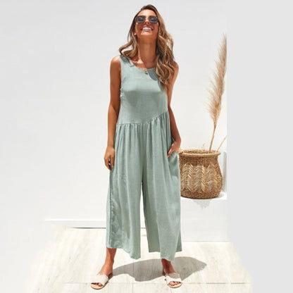 Chic Solid Color Vest Jumpsuit by Greta 