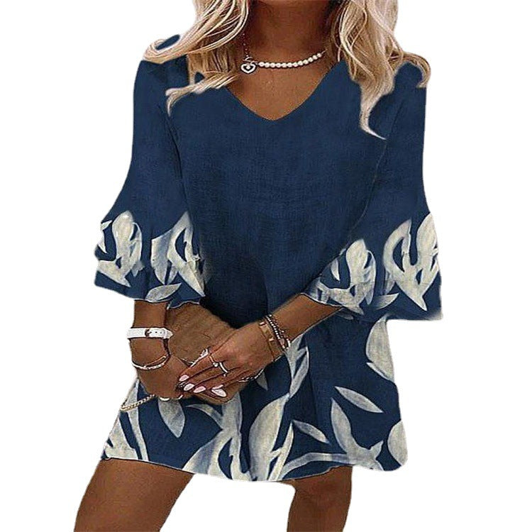 Floral V-Neck Mini Dress by Greta 