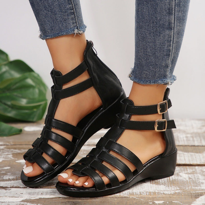 Chic Hollow-Out Wedge Sandals by Greta 