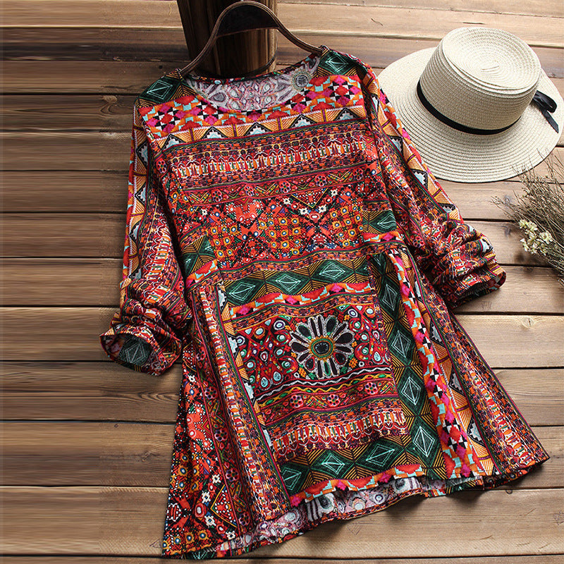 Boho Print Cotton Blouse Greta 