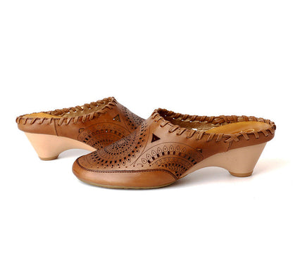 Vintage Leather Mid-Heel Sandals by Greta 