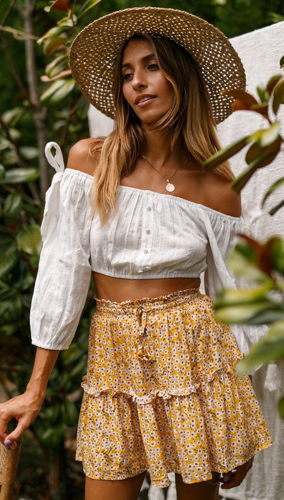 Floral Ruffle High Waist Skirt by Greta 