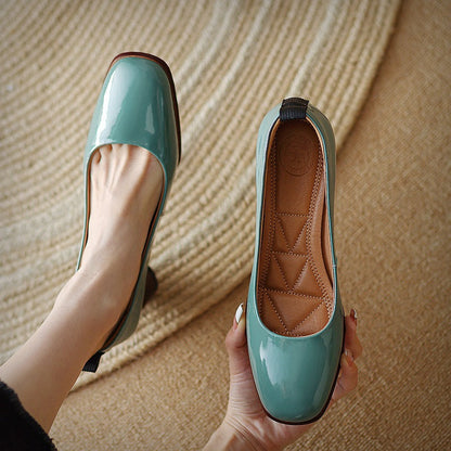 Elegant Leather Chunky Heels by Greta 